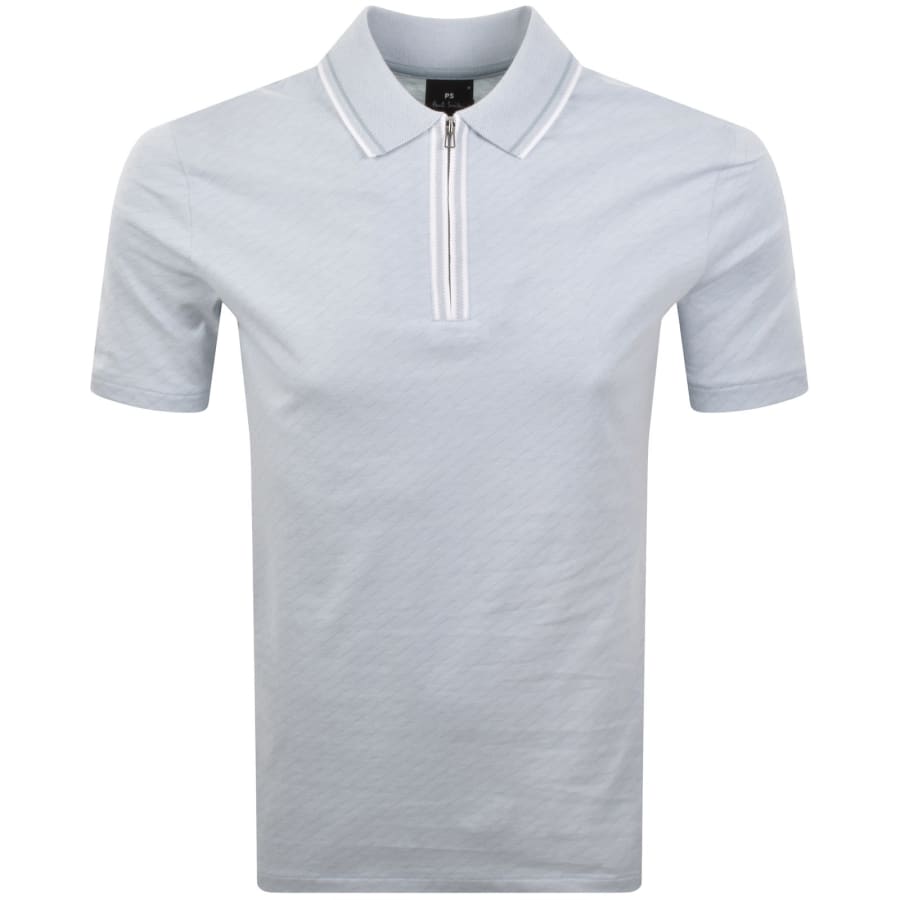 Image number 1 for Paul Smith Regular Fit Zip Polo Blue
