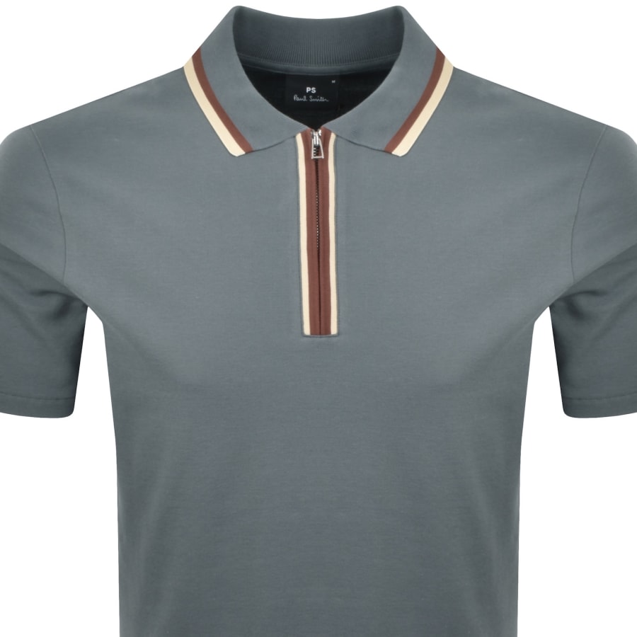 Image number 2 for Paul Smith Regular Fit Zip Polo Grey