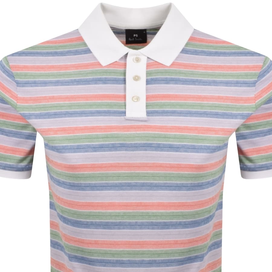 Image number 2 for Paul Smith Striped Polo T Shirt Cream