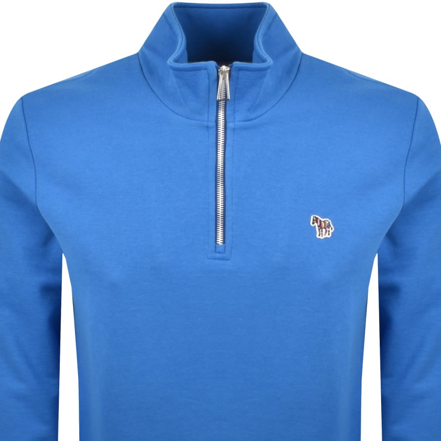 Image number 2 for Paul Smith Half Zip Zebra Sweatshirt Blue