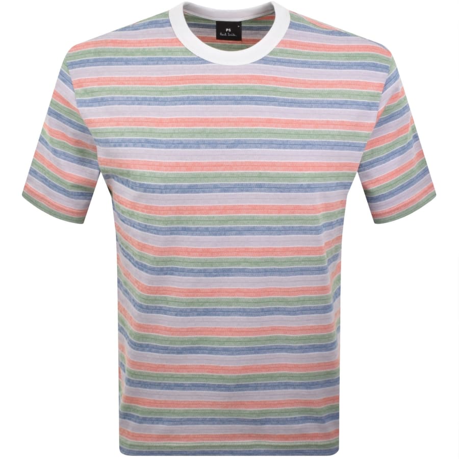 Image number 1 for Paul Smith Striped Polo T Shirt Cream