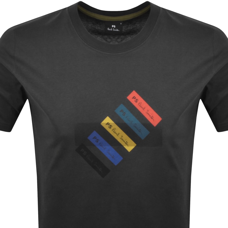 Image number 2 for Paul Smith Barcode T Shirt Grey