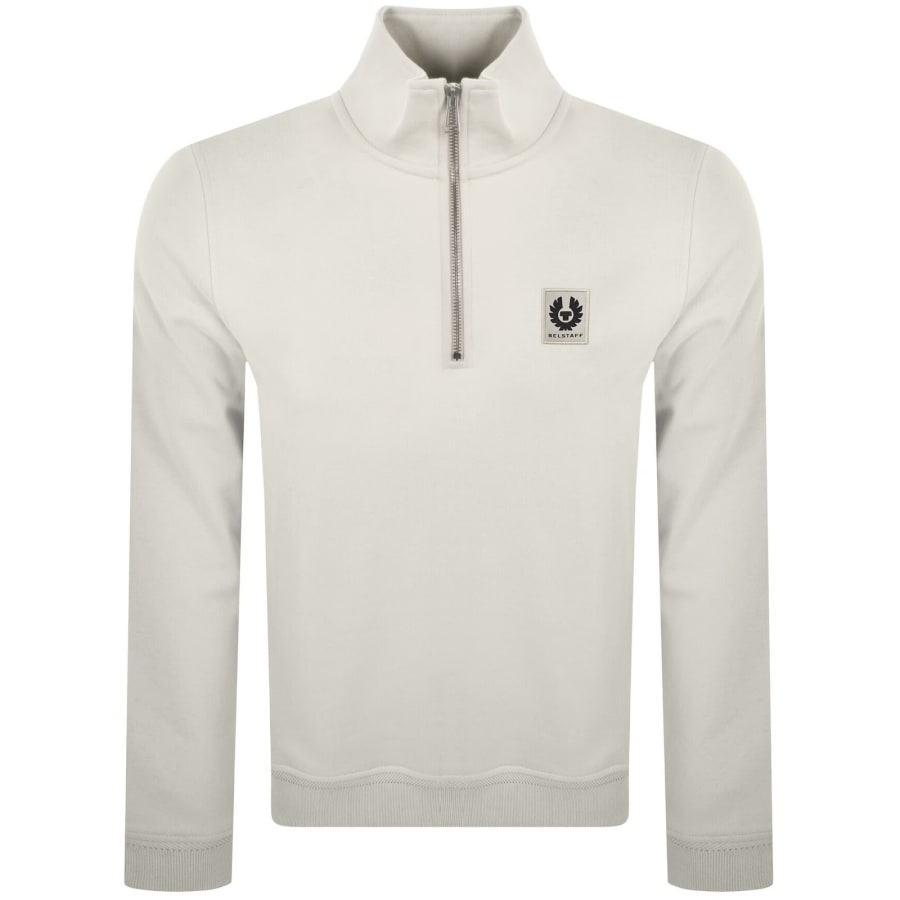 Image number 1 for Belstaff Quarter Zip Sweatshirt Off White