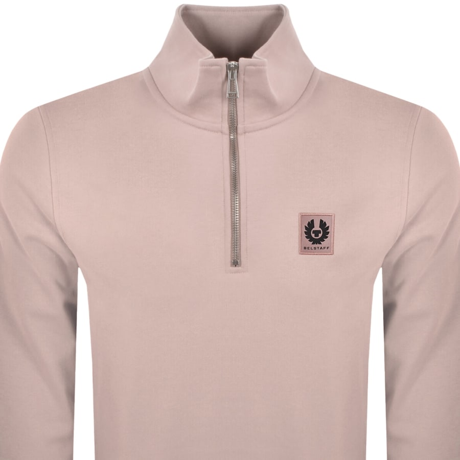 Image number 2 for Belstaff Quarter Zip Sweatshirt Dusk Pink