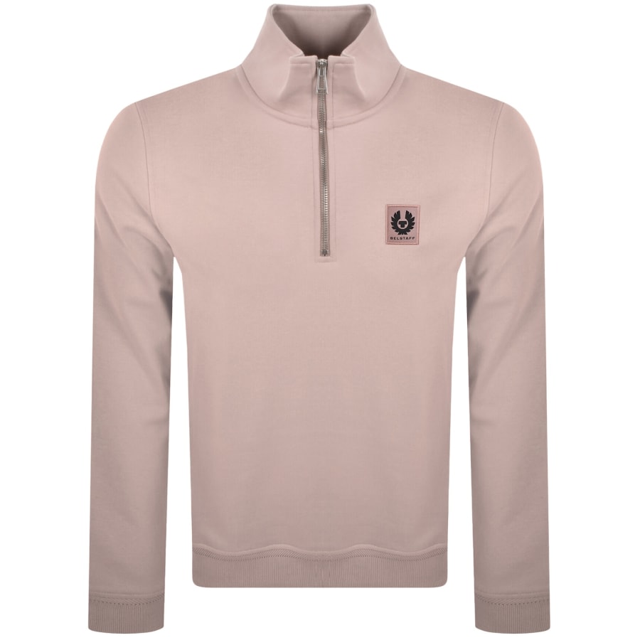 Image number 1 for Belstaff Quarter Zip Sweatshirt Dusk Pink