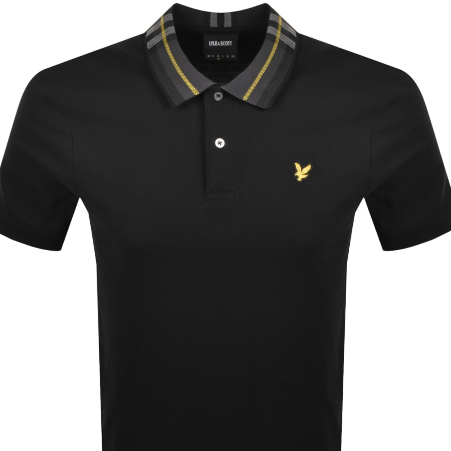 Image number 2 for Lyle And Scott Tartan Collar Polo T Shirt Black