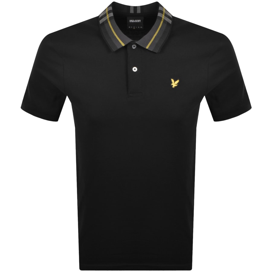 Image number 1 for Lyle And Scott Tartan Collar Polo T Shirt Black