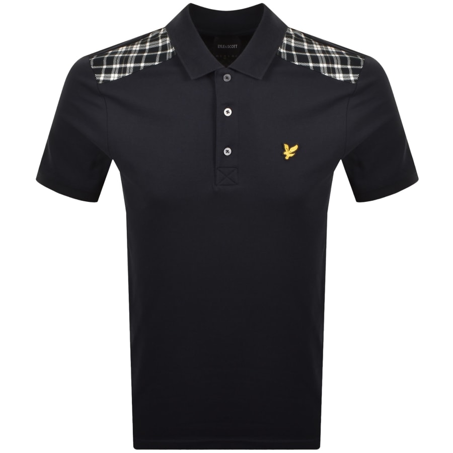 Image number 1 for Lyle And Scott Check Panelled Polo T Shirt Navy