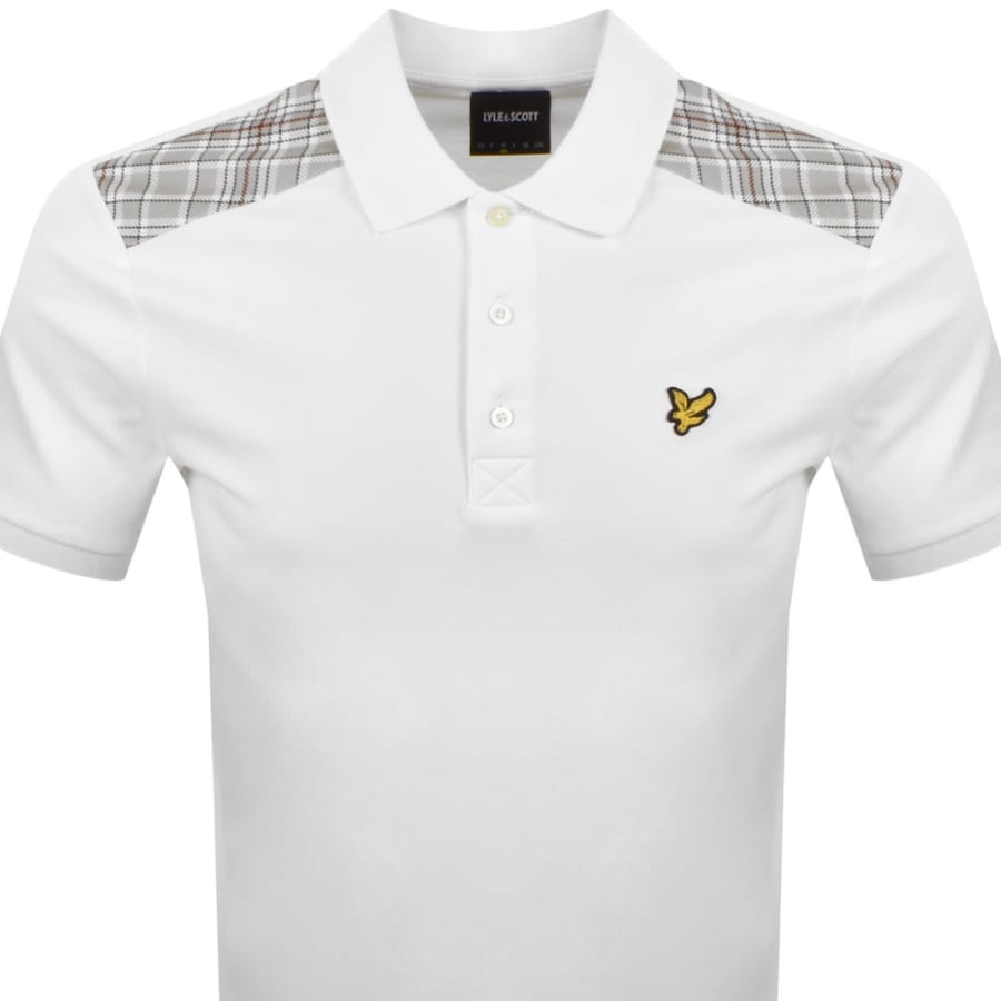 Image number 2 for Lyle And Scott Check Panelled Polo T Shirt White