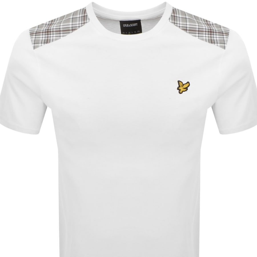 Image number 2 for Lyle And Scott Check Panelled T Shirt White