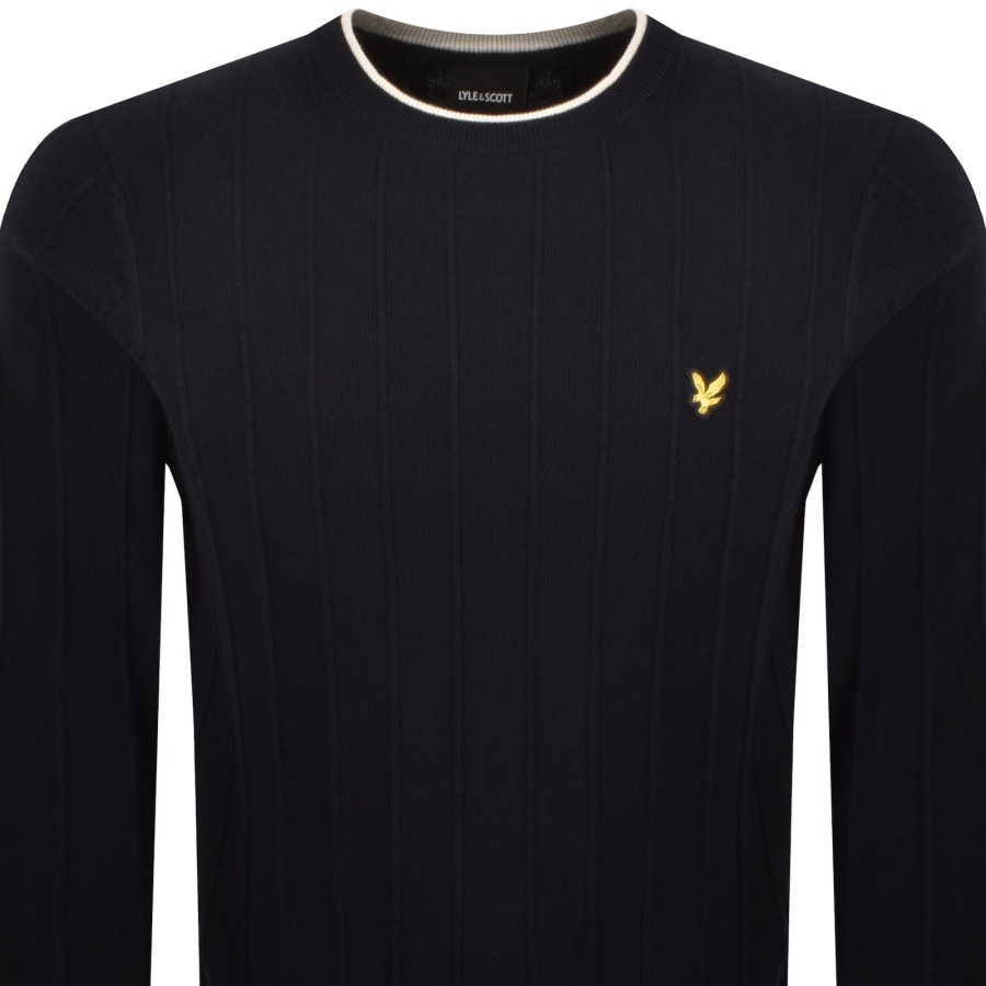 Image number 2 for Lyle And Scott Tipped Knit Jumper Navy