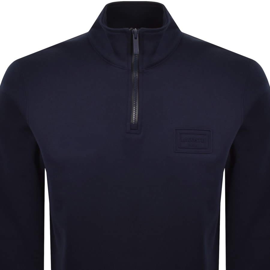 Image number 2 for Lacoste Quarter Zip Sweatshirt Navy