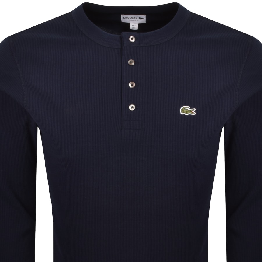 Image number 2 for Lacoste Waffle Long Sleeve T Shirt Navy