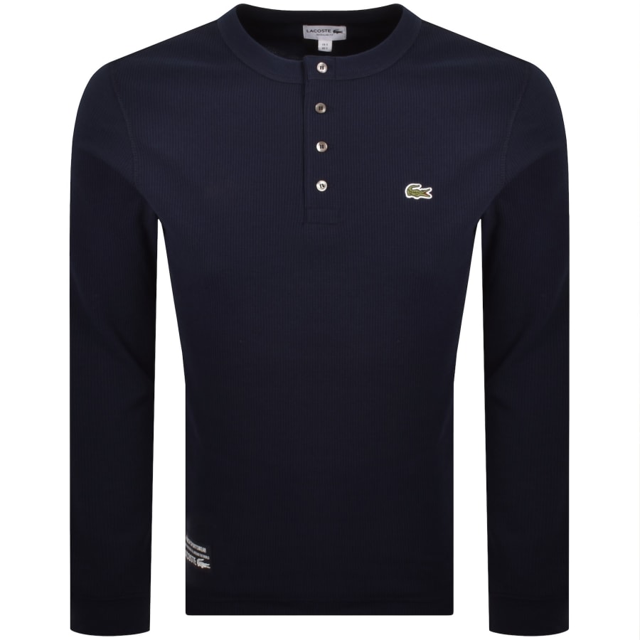 Image number 1 for Lacoste Waffle Long Sleeve T Shirt Navy