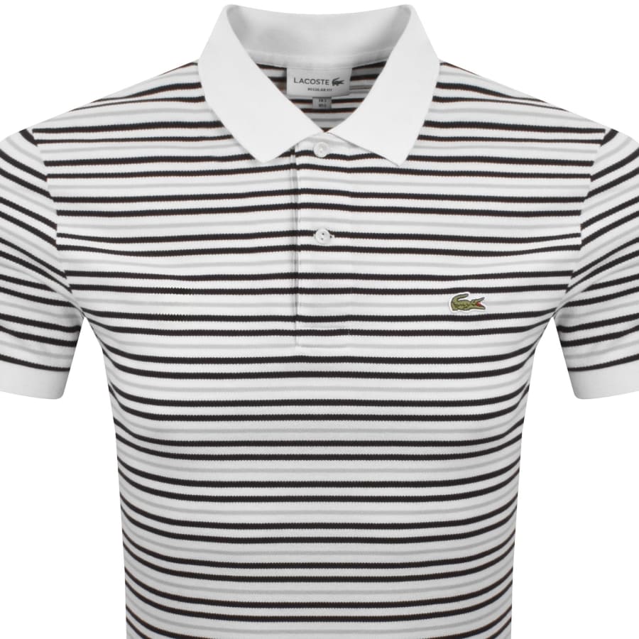 Image number 2 for Lacoste Short Sleeved Stripe Polo T Shirt White