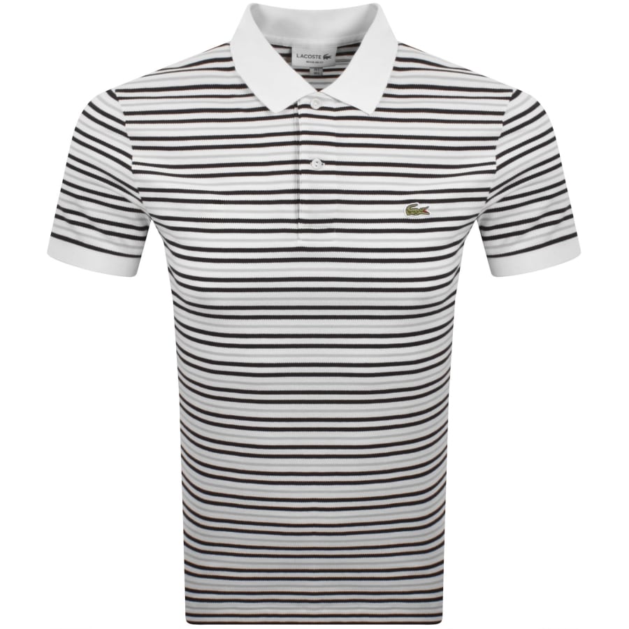 Image number 1 for Lacoste Short Sleeved Stripe Polo T Shirt White