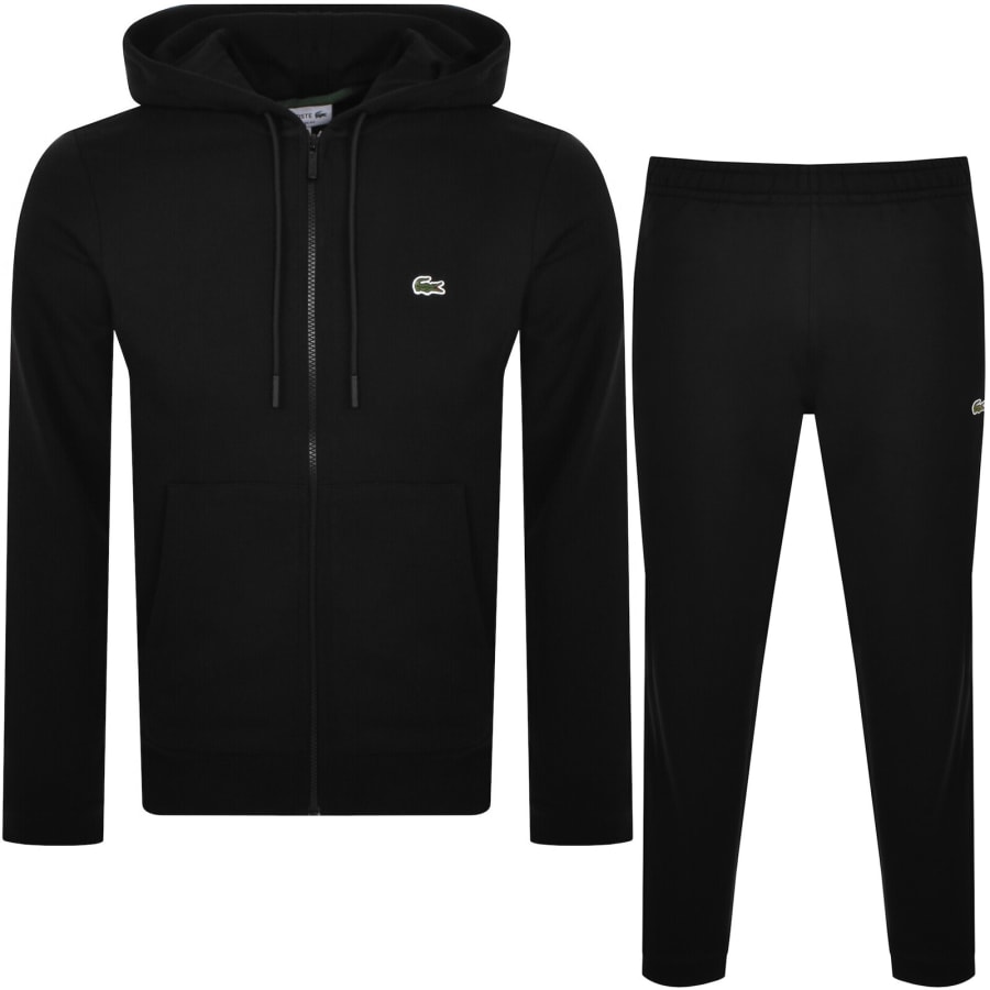 Image number 1 for Lacoste Full Zip Hooded Tracksuit Black