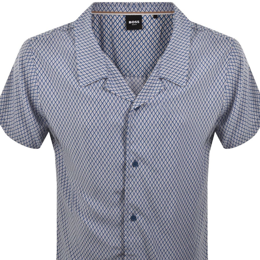 Image number 2 for BOSS Short Sleeve Beach Shirt Blue