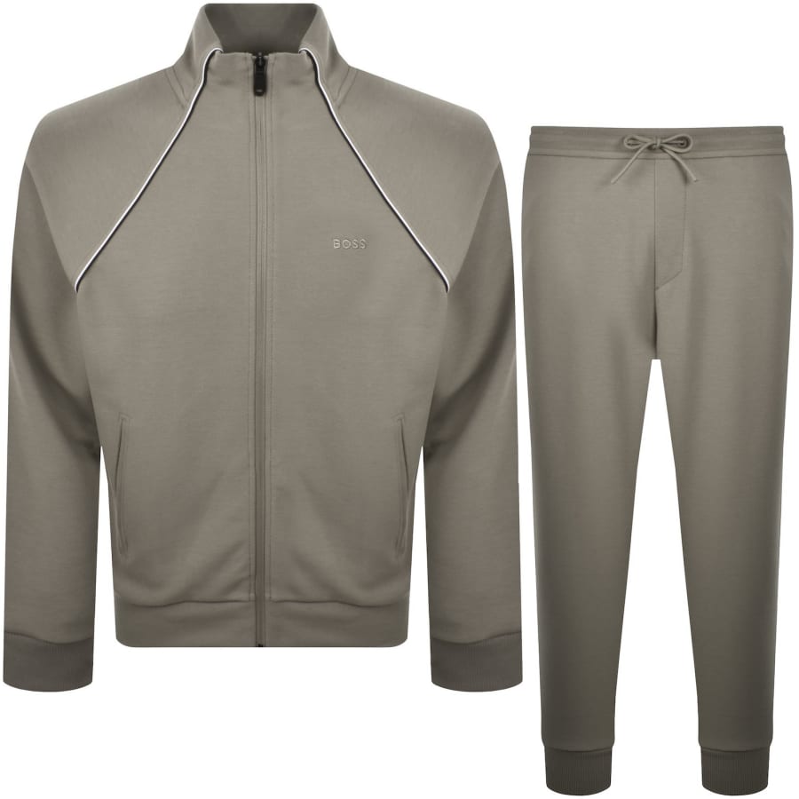 Image number 1 for BOSS Contrast Piping Tracksuit Set Green