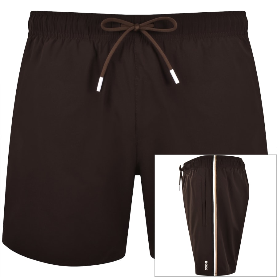 Image number 1 for BOSS Iconic Swim Shorts Dark Brown