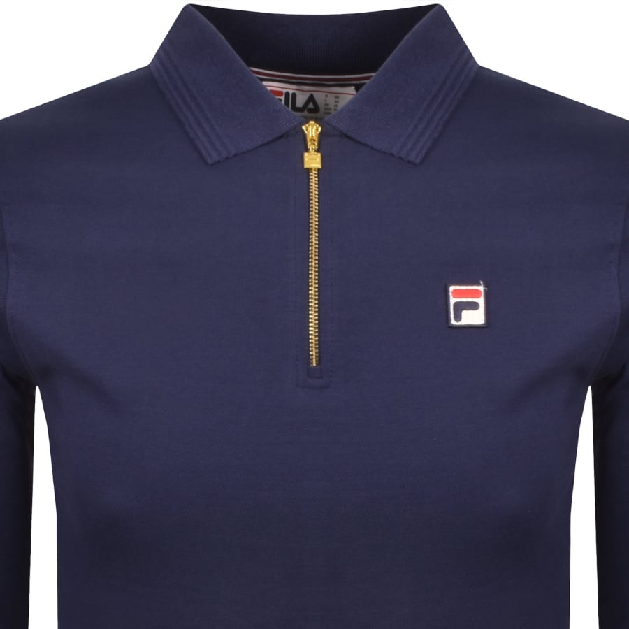 Image number 2 for Fila Vintage Emiliano Polo T Shirt Navy