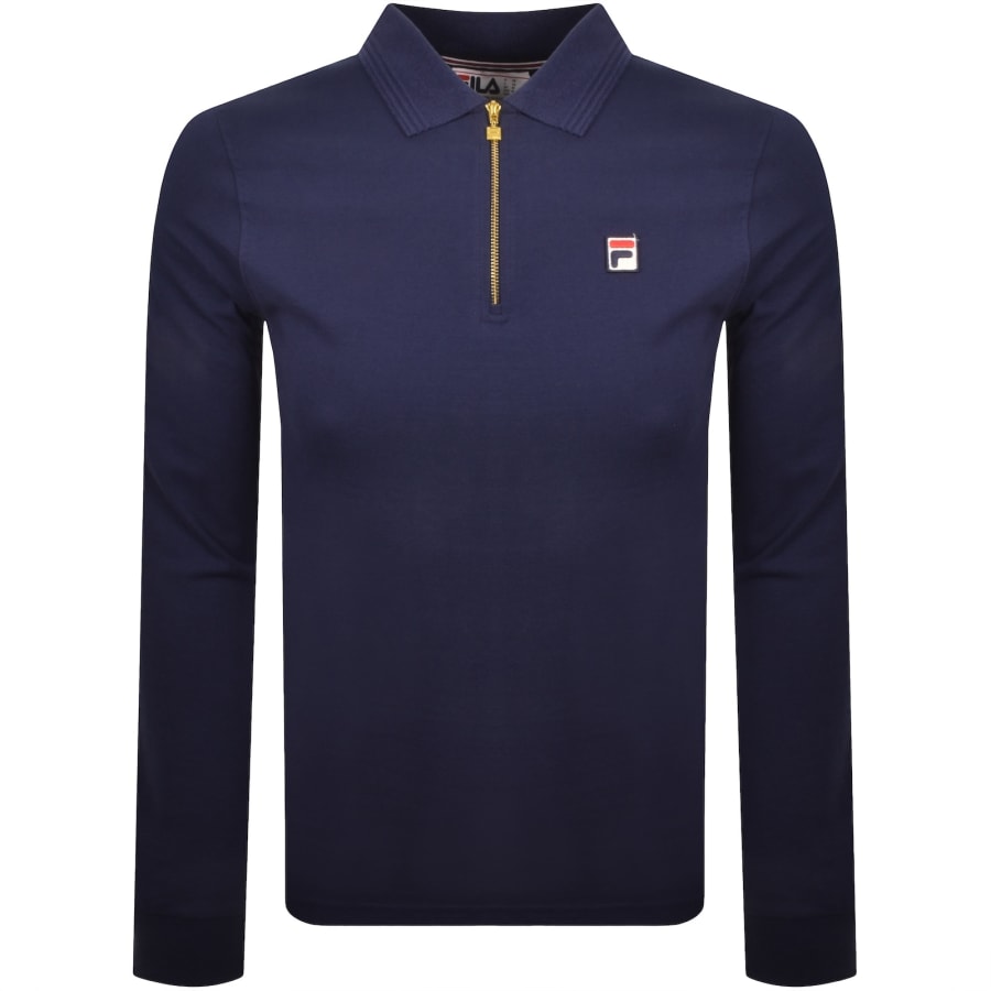 Image number 1 for Fila Vintage Emiliano Polo T Shirt Navy