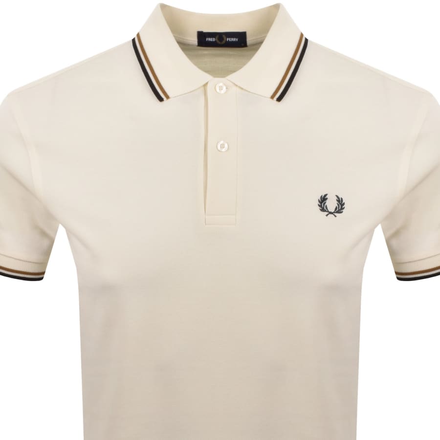 Image number 2 for Fred Perry Twin Tipped Polo T Shirt Ecru