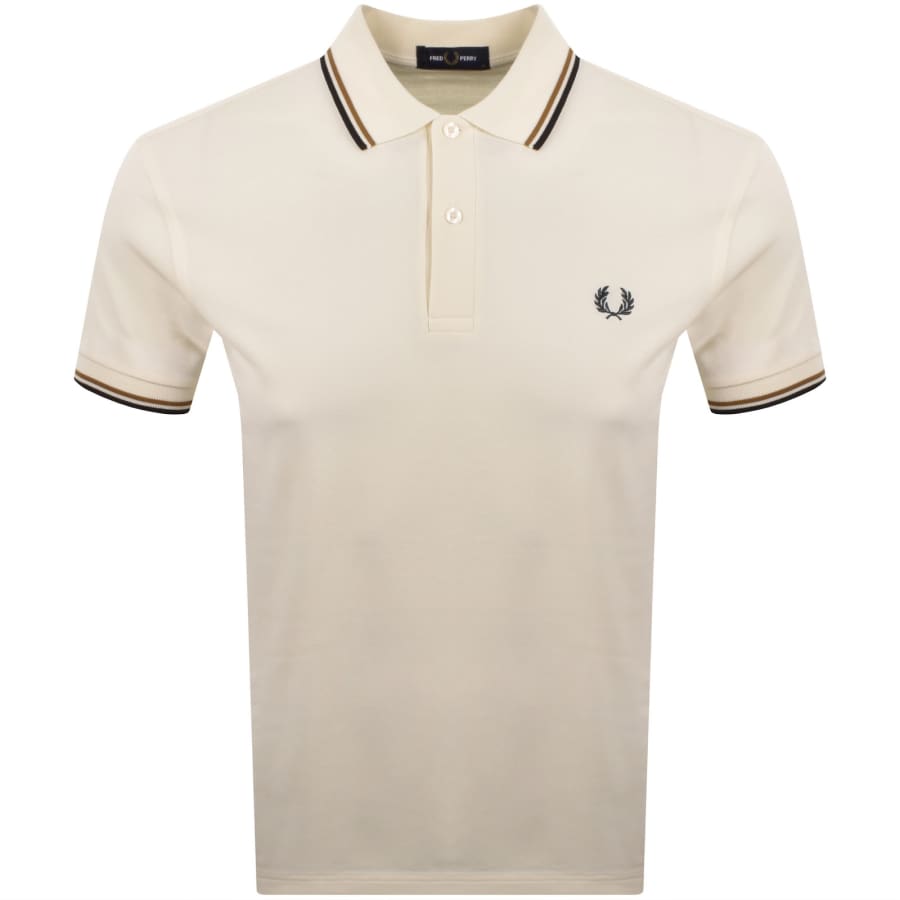 Image number 1 for Fred Perry Twin Tipped Polo T Shirt Ecru