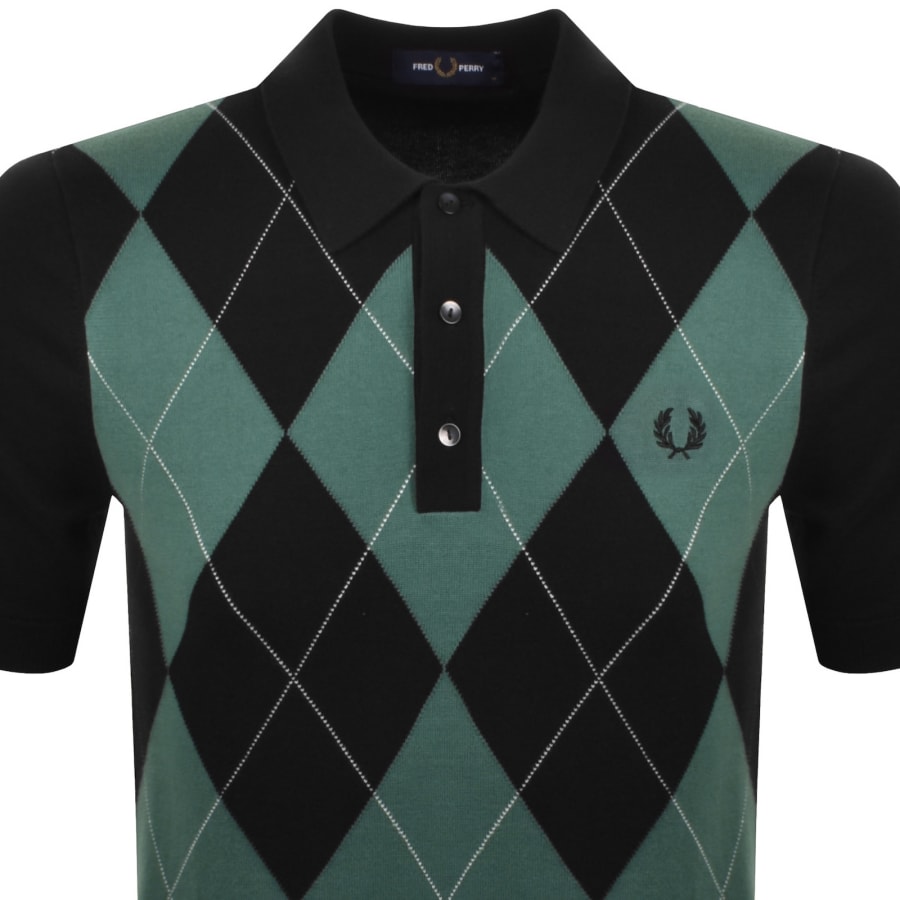 Image number 2 for Fred Perry Argyle Knit Polo Black