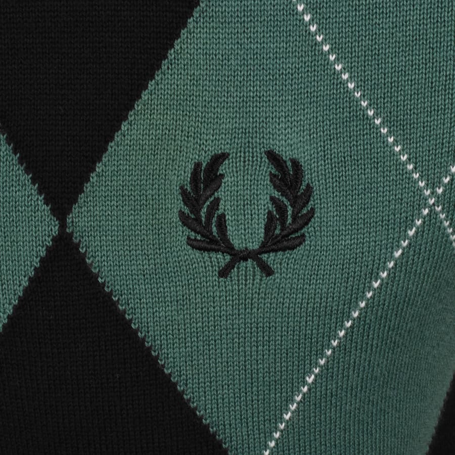 Image number 3 for Fred Perry Argyle Knit Polo Black