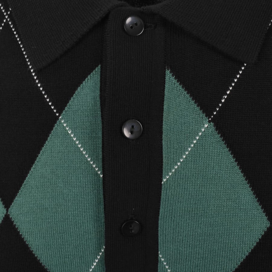 Image number 4 for Fred Perry Argyle Knit Polo Black