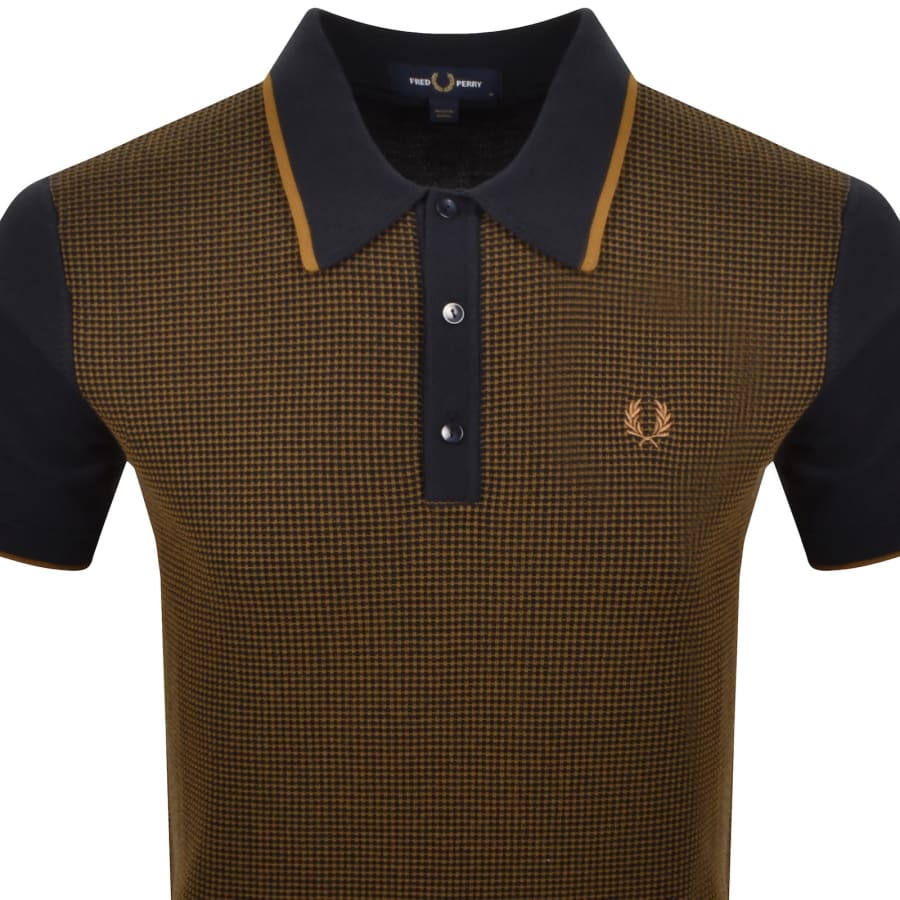 Image number 2 for Fred Perry Waffle Knit Polo T Shirt Navy