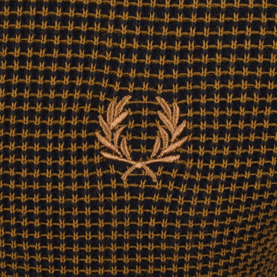 Image number 3 for Fred Perry Waffle Knit Polo T Shirt Navy