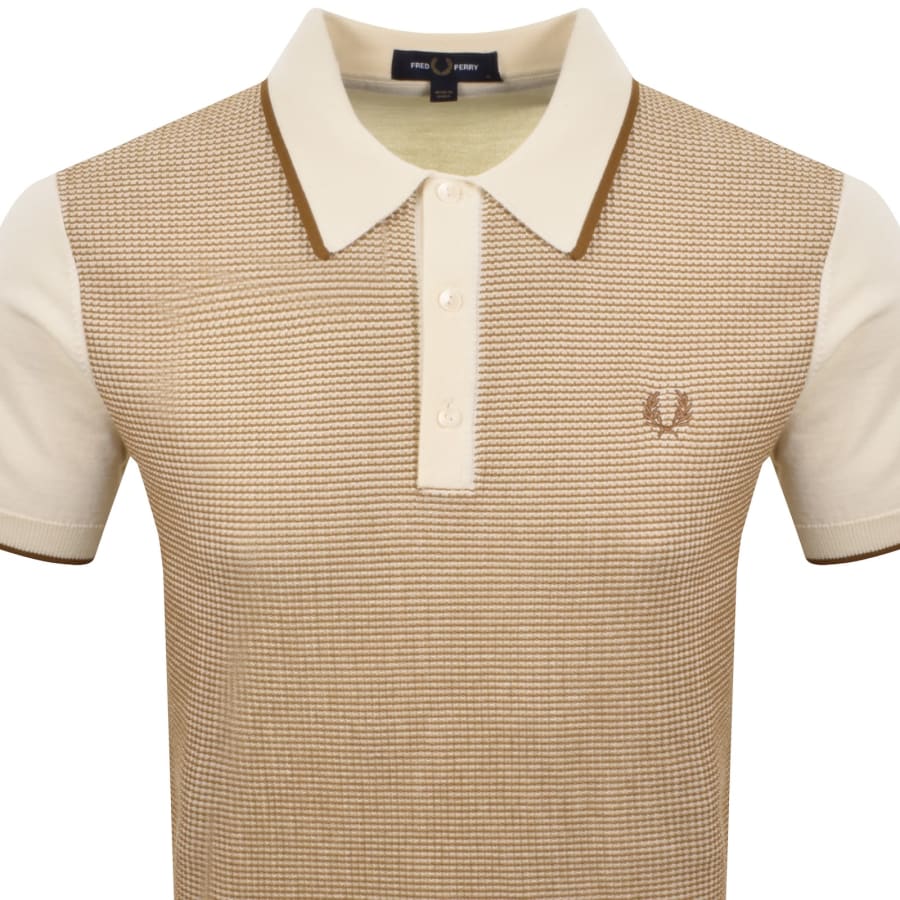 Image number 2 for Fred Perry Waffle Knit Polo T Shirt Ecru