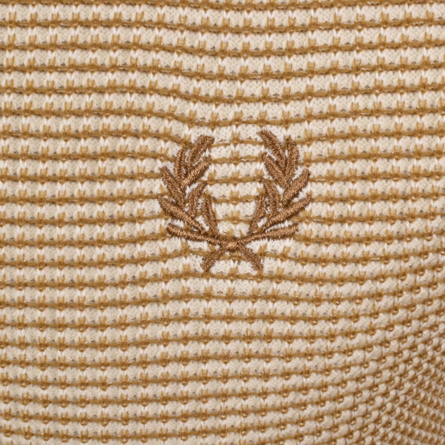 Image number 3 for Fred Perry Waffle Knit Polo T Shirt Ecru