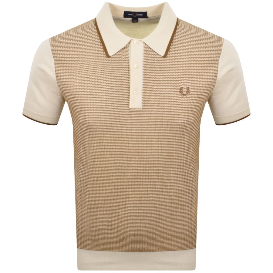 Image number 1 for Fred Perry Waffle Knit Polo T Shirt Ecru