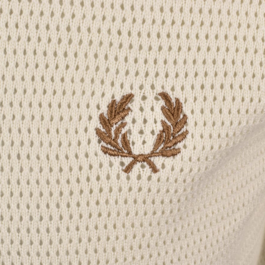 Image number 3 for Fred Perry Pointelle Knit Polo T Shirt Ecru