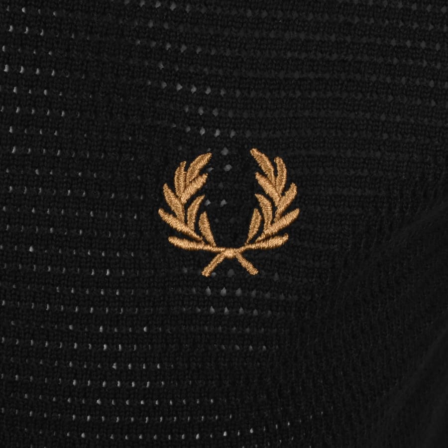 Image number 3 for Fred Perry Pointelle Knit Polo T Shirt Black