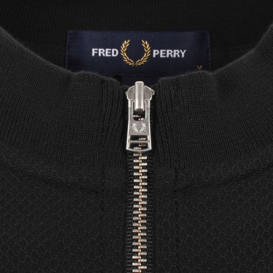 Image number 4 for Fred Perry Pique Quarter Zip T Shirt Black