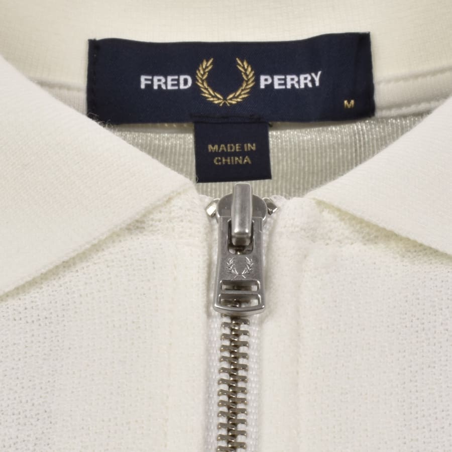 Image number 4 for Fred Perry Zip Neck Crepe Polo Cream