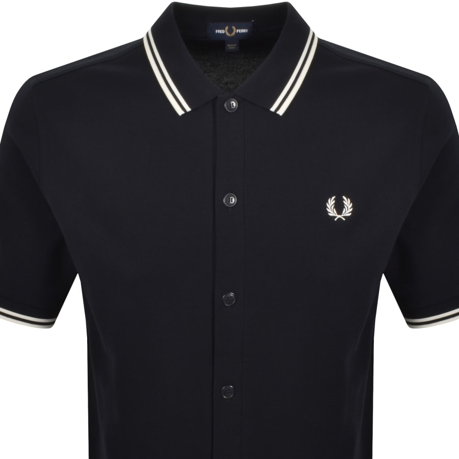 Image number 2 for Fred Perry Button Through Polo Shirt Navy