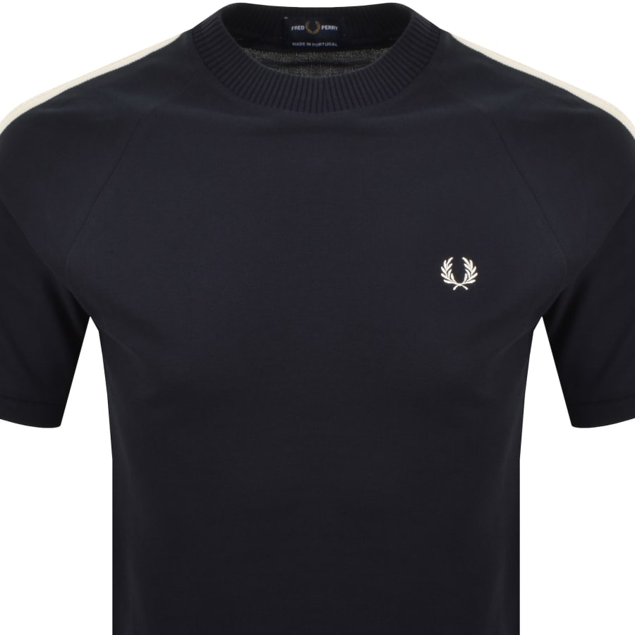 Image number 3 for Fred Perry Pique Cable Taped T Shirt Navy
