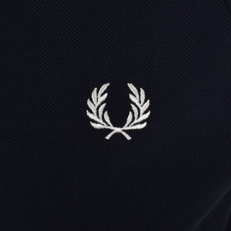 Image number 4 for Fred Perry Cable Tape Quarter Zip Polo Navy