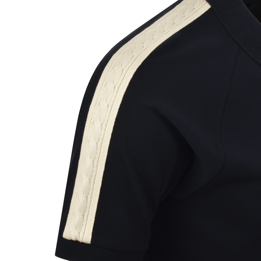 Image number 5 for Fred Perry Cable Tape Quarter Zip Polo Navy