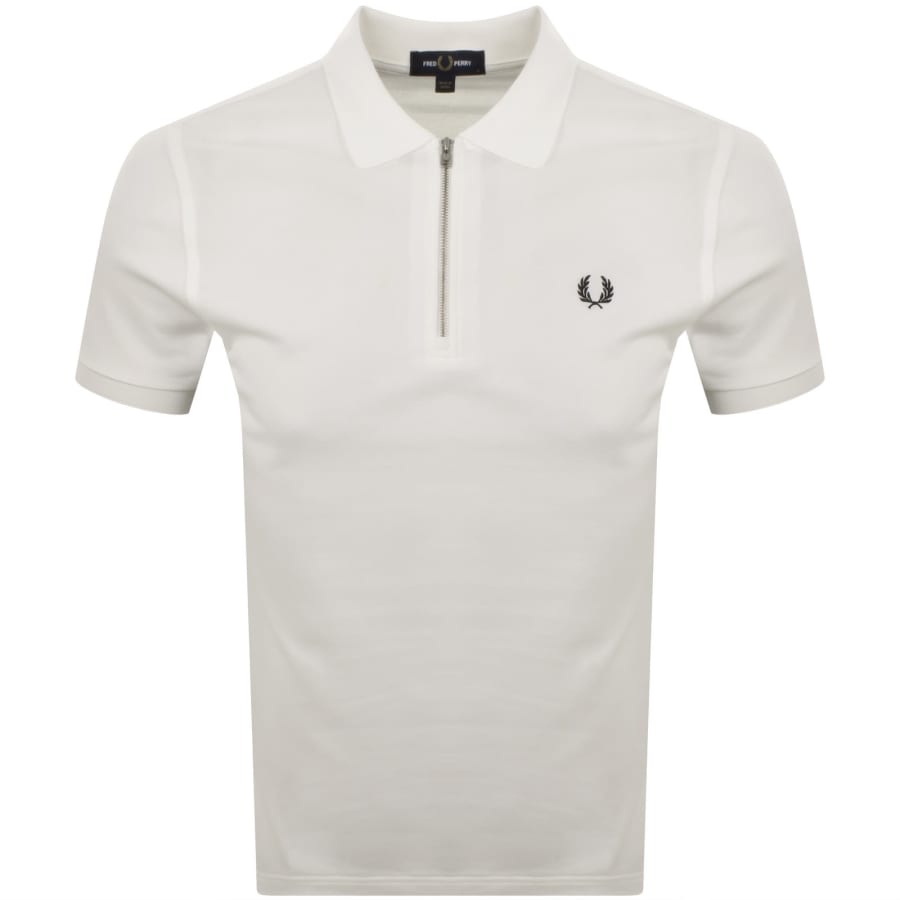 Image number 2 for Fred Perry Tramline Quarter Zip Polo T Shirt White