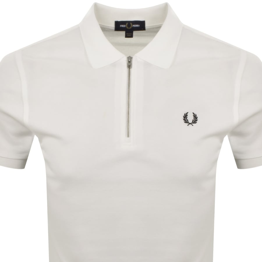 Image number 3 for Fred Perry Tramline Quarter Zip Polo T Shirt White