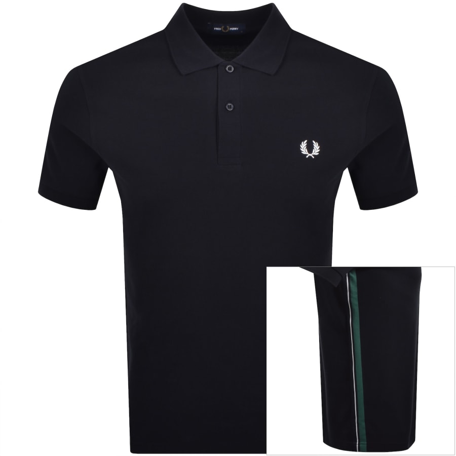 Image number 1 for Fred Perry Stripe Tape Polo T Shirt Navy