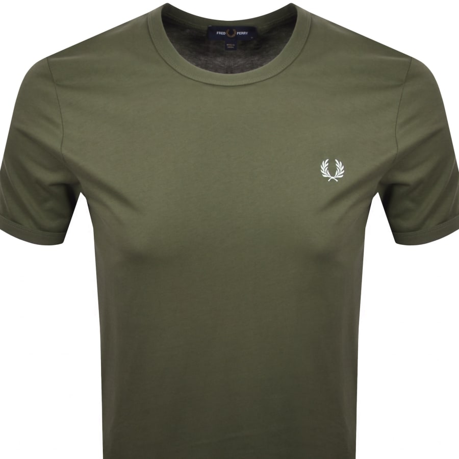 Image number 2 for Fred Perry Ringer T Shirt Laurel Wreath Green