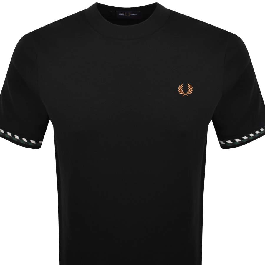 Image number 2 for Fred Perry Jacquard Cuff T Shirt Black