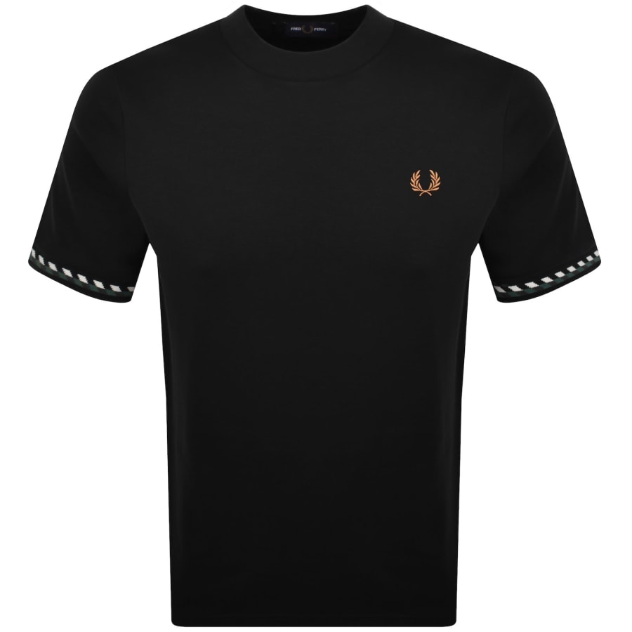 Image number 1 for Fred Perry Jacquard Cuff T Shirt Black